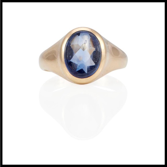 Antique English 9K Gold 3.5 ct Sapphire ring - Picture 1 of 3